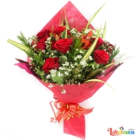 Gift Wrapped Ten Red Roses