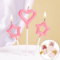 Heart Star Birthday Candle Pink