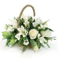 Sympathy flower basket - white