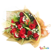 20 Red Roses In Golden Wrap