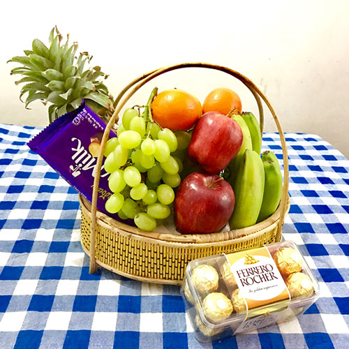 Fresh Fruit Gift Basket For Chocolates Lover