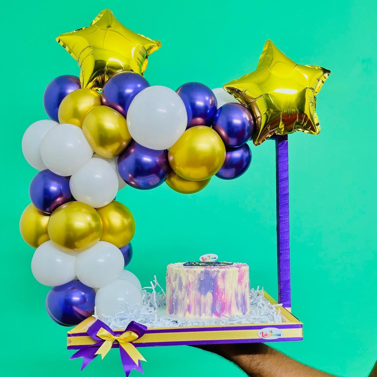 Starry Night Balloon Hamper with Galaxy Cake
