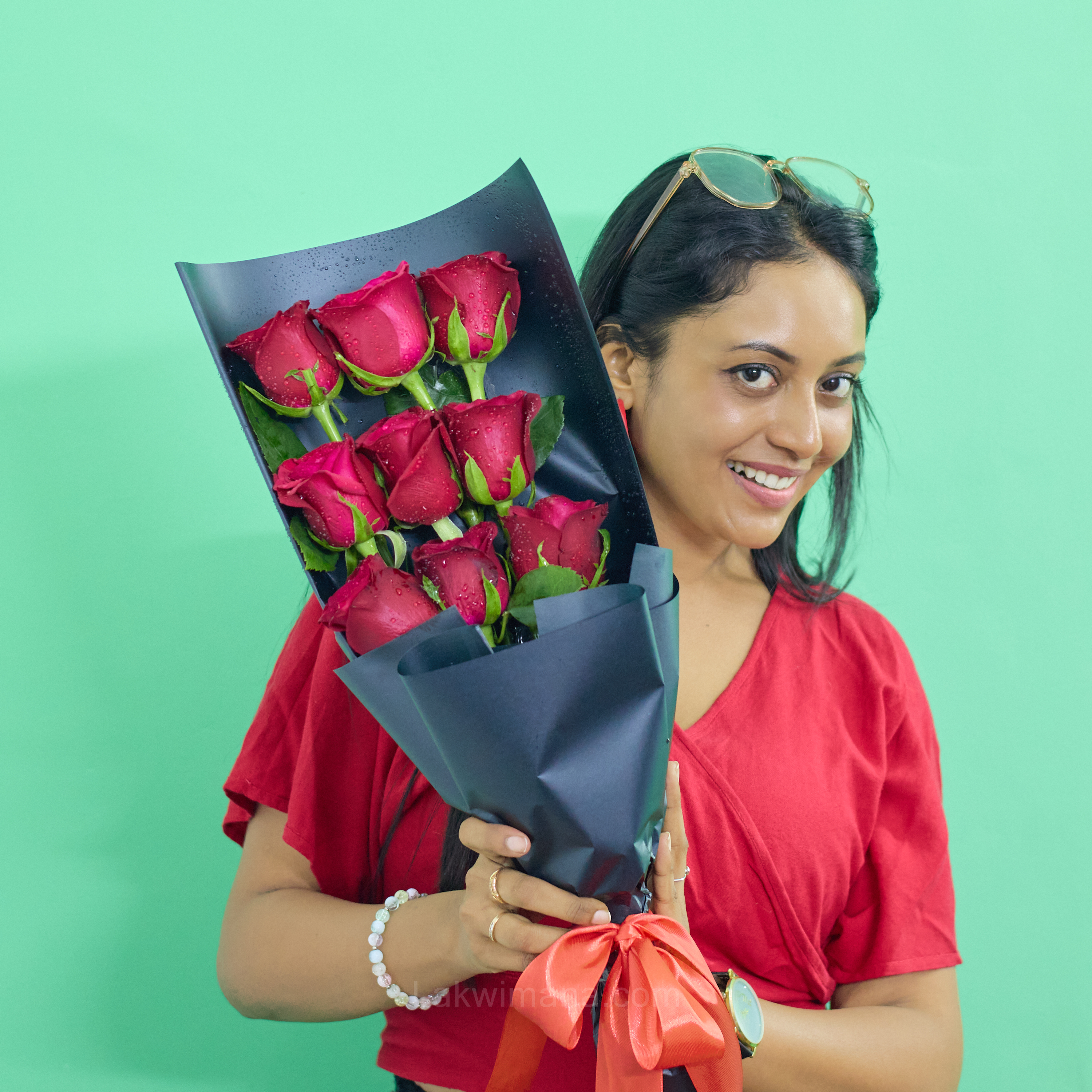 Crimson 9 Rose Valentine Bouquet