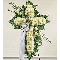 Cross Shape Funeral Wreath - White 02