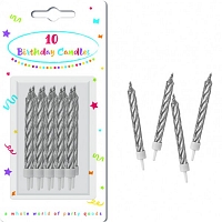 Spiral Silver Birthday Candles 12Pcs -TK100044SVMM